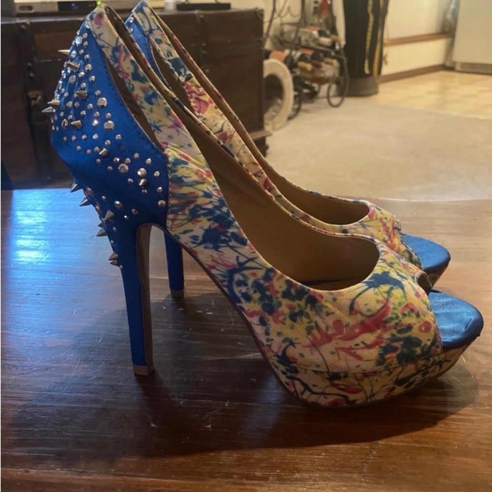 Funky Monkey Awesome Studded Asian Art Sexy High Heels